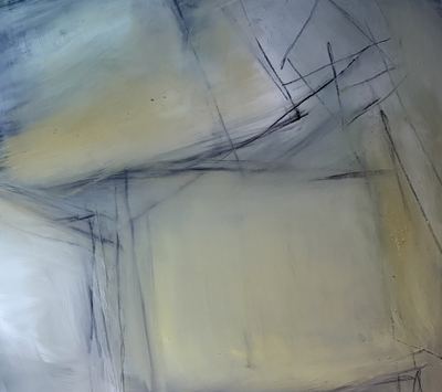 Untitled, oil, cold wax medium and charcoal on wood panel, 24 x 24 in.