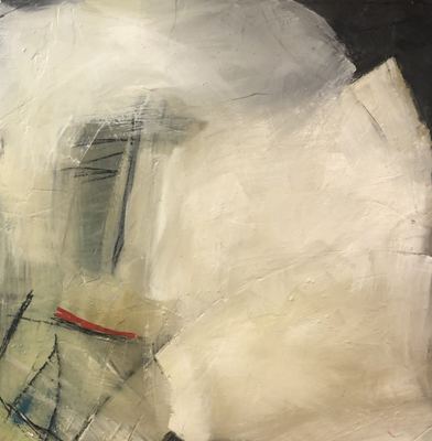 Untitled, oil, cold wax medium and charcoal on wood panel, 24 x 24 in.