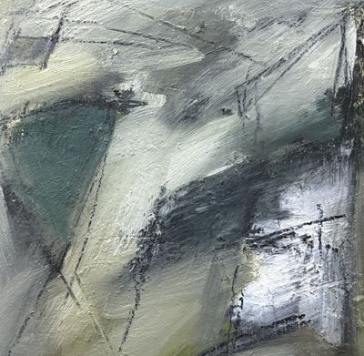 Untitled, oil, cold wax medium and charcoal on wood panel, 10 x 10 or 12 x 12 in.