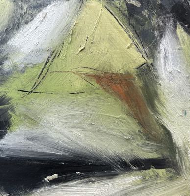 Untitled, oil, cold wax medium and charcoal on wood panel, 10 x 10 or 12 x 12 in.