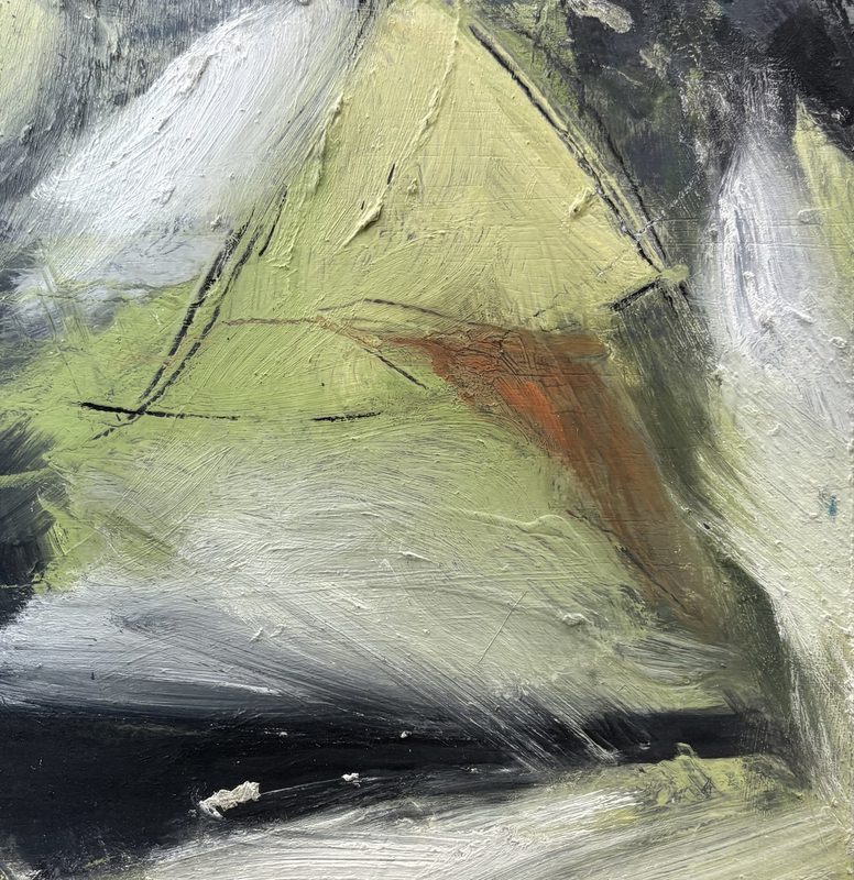 Untitled, oil, cold wax medium and charcoal on wood panel, 10 x 10 or 12 x 12 in.