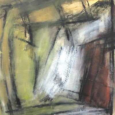 Untitled, watercolor, gouache and charcoal on paper, 16 x 16 in., framed
