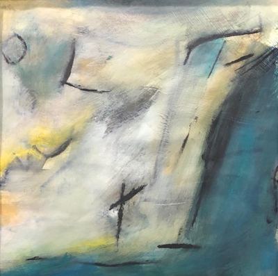 Untitled, watercolor, gouache and charcoal on paper, 16 x 16 in., framed