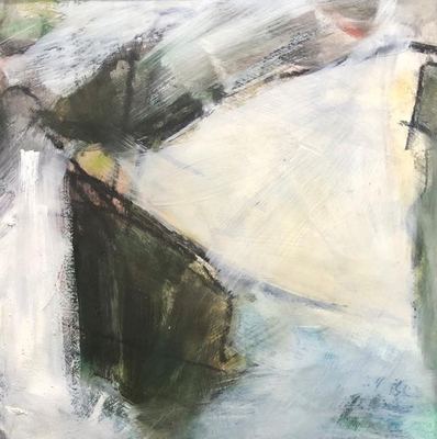 Untitled, watercolor, gouache and charcoal on paper, 16 x 16 in., framed