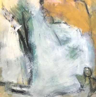 Untitled, watercolor, gouache and charcoal on paper, 16 x 16 in., framed