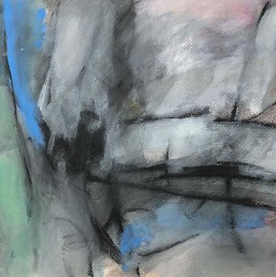 Untitled, watercolor, gouache and charcoal on paper, 16 x 16 in., framed